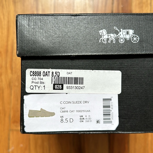 New in Box Coach Signature Coin Driving Shoe in Oat Suede, Size 8.5 - Picture 5 of 6